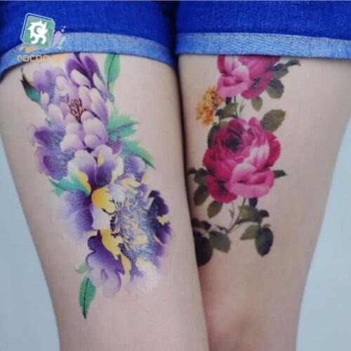 Flowers Arms Tattoo Colorful Taty Body Art Waterproof Temporary Tattoo Stickers Rose Fake Tattoo Orchid Tatouage T1885