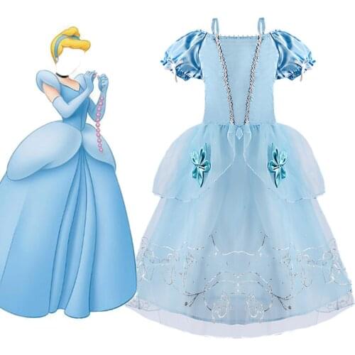 Children Makeup Fantasy Costume Cinderella Dress Girls Dress Up Cinderella Costume Baby Girl Princess Party Prom Evening Dress