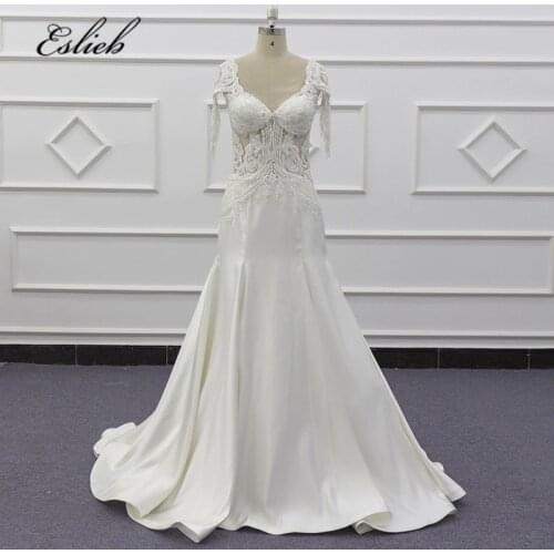 Eslieb Custom made 100% High Quality Real Photos Wedding dresses 2020 Import 395 Satin Wedding dress Robe De Mariee