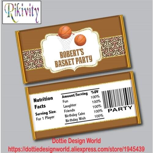 Basketball Birthday Party Hershey Chocolate Candy Bar Wrapper Sports Wine Water Bottle Labels Baby Shower Wedding Decoration