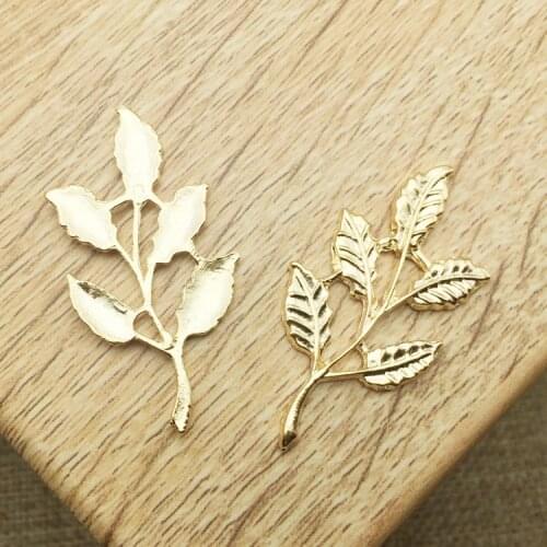 Flatback Gold Metal Pendant Leaves Charms Jewelry embellishment Findings DIY Accessories for Phone case decoration ZJ-1058