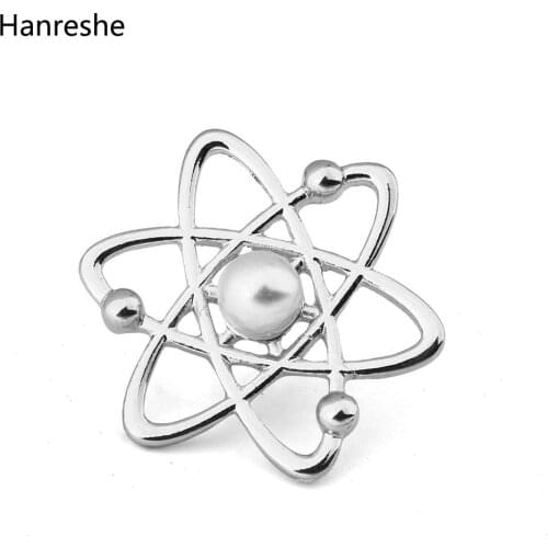 Fashion Atom Melecule Science Pin Brooch,the Pearl Science Symbol Brooch,Proton Neutron Nucleus Jewelry Gift Brooches for Women