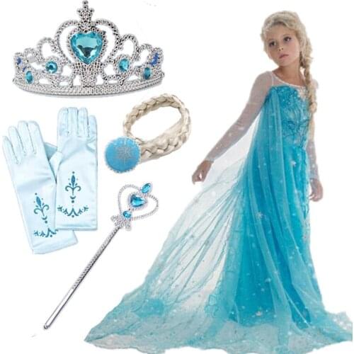 Halloween Elsa Anna Dress Girls Costume Fancy Party Princess Cosplay Baby Dresses Childrens Christmas Birthday Sets Clothes