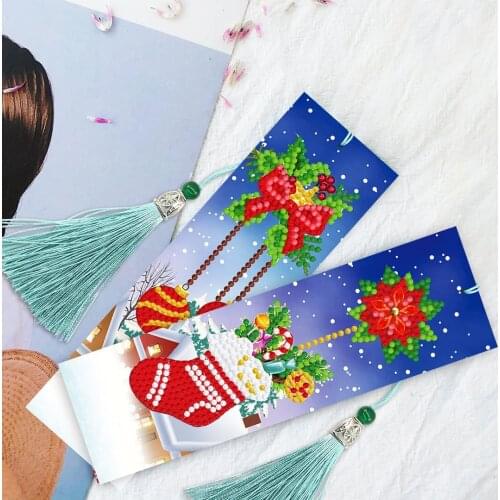 Huacan 5D DIY Diamond Painting Christmas Santa Claus Special Shaped Bookmark Cross Stitch Diamond Embroidery Cartoon Gift