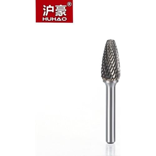 HUHAO 1pc 6mm Shank Tungsten Steel Cutter Metal Grinding Carving Rotary File Cylindrical Router Bit For Metal Polishing F Type