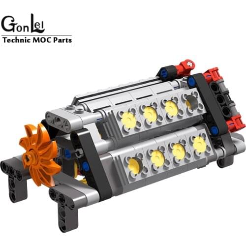 High-Tech W16-Engine MOC Building Block Toys V16 W12 Engine Cylinder Mechanical Bulk Parts Set DIY Toys for 42056 Technical Cars