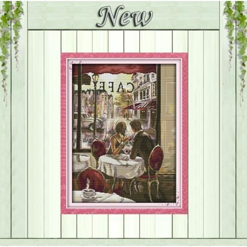 Coffee lovers,printing on canvas DMC 14CT 11CT Cross Stitch kit,full embroider needlework Set,Romantic memories home decoration