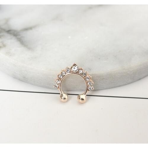 1Pc Zircon Fake Septum Piercing Nose Ring Hoop nose For Girl Men Faux Body Clip Rings non Body Jewelry Non-Pierced