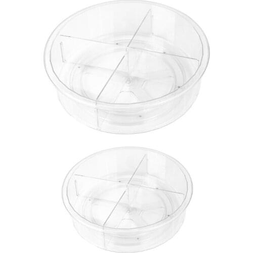9/12 Inch Round Clear 360 Rotation Cabinet Organizer with Dividers Turntable Plastic Food Storage Container Spice Rack Drop Ship