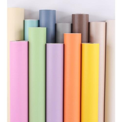 Matte Vinyl Wallpaper Self Adhesive Bedroom Warm Wallpaper Waterproof PVC Pure Color Wall Stickers Furniture Renovation Stickers