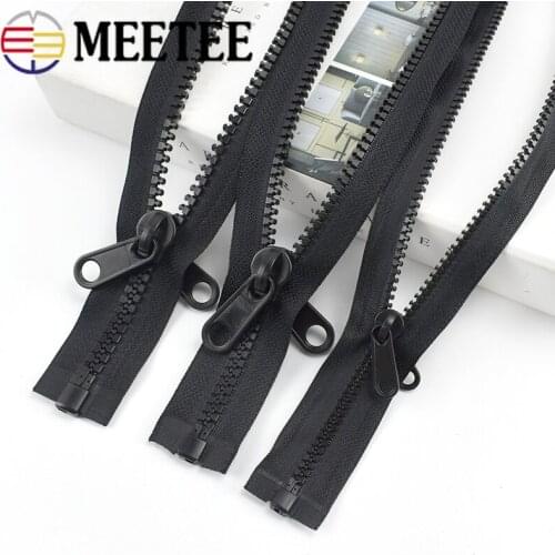 Meetee 2pcs 60-300cm 5# 8# 10# Resin Zippers Plastic Double-sided Zipper Puller Head for Tent Double Pull Tab Zips Sew Material
