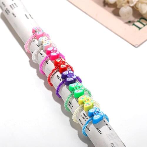 Trendy Handmade Butterfly Transparent Seed Beads Rings Set For Women Cute Polymer Clay Fruits Flower Finger Rings Jewelry