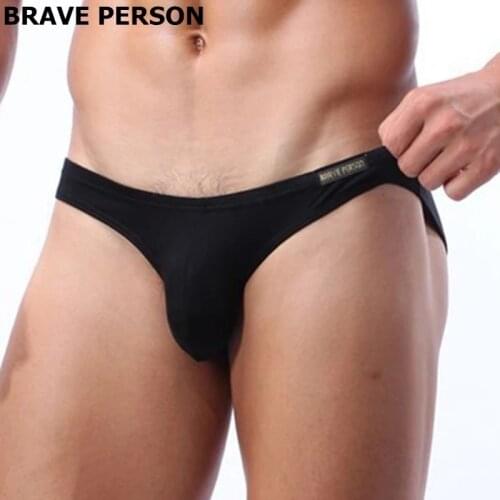 BRAVE PERSON Mens Sexy Underwear Male Modal Briefs Low Rise U Convex Pouch Underpants Male Panties B1112