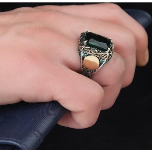 Zirkon Stone 925 Sterling Silver Mens Ring