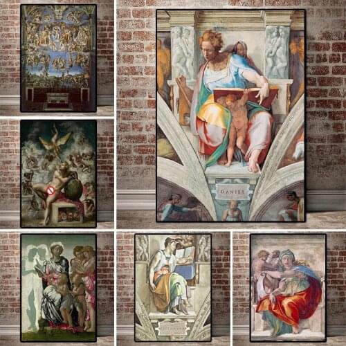 Cuadros Home Decoration Canvas Art Wall Picture Posters and Prints Paintings Italy Michelangelo Buonarroti The Last Judgment