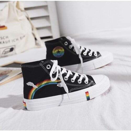 Tide spring and autumn new cashmere high top fairy canvas shoes casual shoes students tide