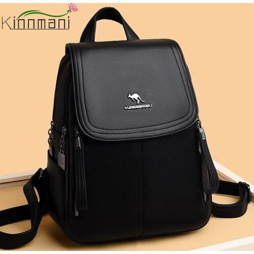 New FlapBag PU Leather BackPack For Women 2021 Hot Fashion Luxury Designer Brand Backpack Large Capacity Outdoor Travel Backpack