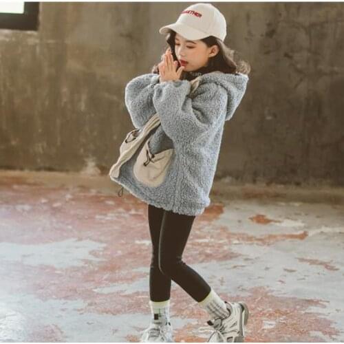 Thicken Warm Plush Velvet Girls Jackets Winter Casual Printed Girls Coats Hooded Wear on Both Sides Children Girls Outwear 4-13T