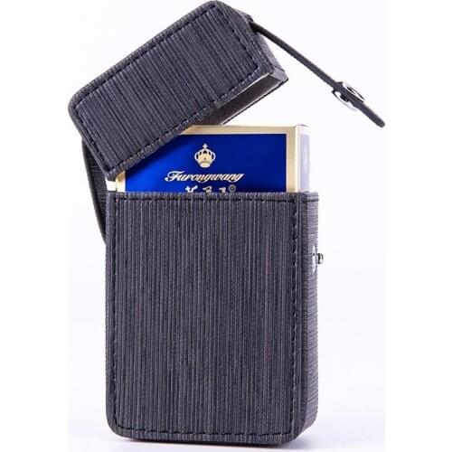 Striped PU Leather Standard Fine Cigarette Case Business Portable Holder Holds 20 Sticks Snap Smoking Tools Accessories