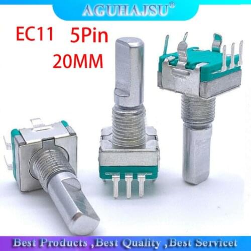 2PCS Half axis rotary encoder,handle length 20mm code switch/EC11/ digital potentiometer with switch 5Pin