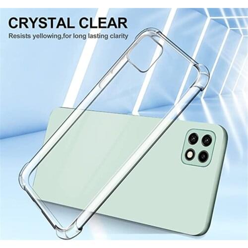 Transparent Silicone Soft Case For Samsung Galaxy A22 A32 4G M32 F22 A52 A72 A12 A42 M12 5G S21 FE Four Airbags Shockproof Cover