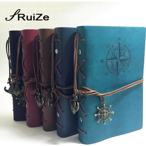 RuiZe leather journal traveler notebook diary blank pages 160 sheets kraft paper sketchbook 6 ring binder A5 spiral note book