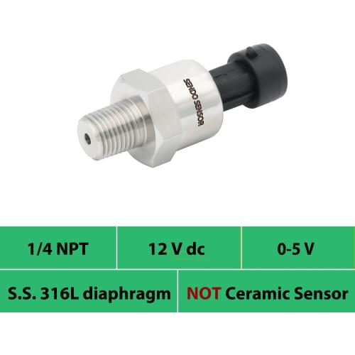 0 5V signal, pressure transmitter,12V, 24V supply, 150psi gauge, 10bar, 15, 30, 75 psi, 1.2mpa, 16bar, 25bar, water, oil, fuel