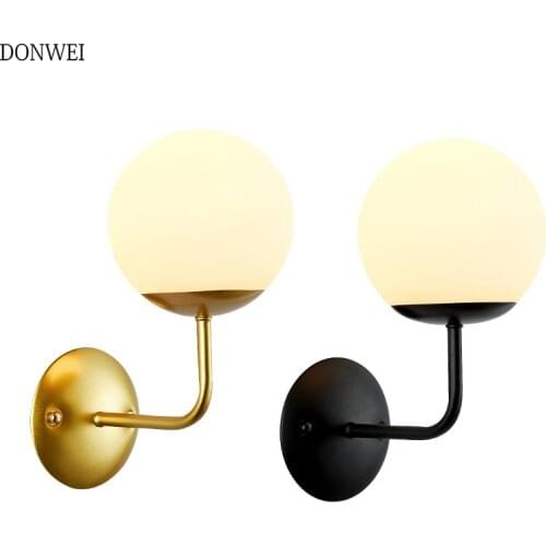 Modern Nordic Wall Lamp Glass Ball Retro Wall Light Bedroom Bedside Wall Lamp Restaurant Aisle Corridor Wall light AC85-265V