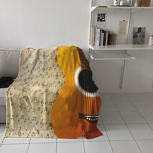 Special Throw Blanket For Bed Guitar Sheet Music Nap Traveling Soft Flannel Blanket Childrens Bedroom Bedspreadc