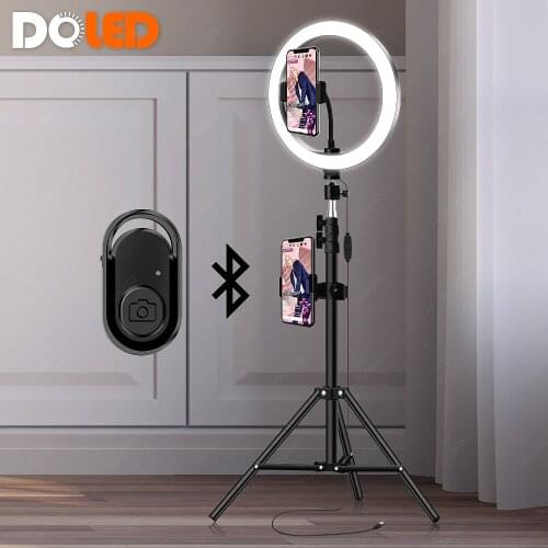 DOLED 10" LED Ring Light with 63inch Tripod Stand Phone Holder Bluetooth Shutter for Live Stream Photographic Lighting Video