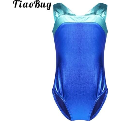 TiaoBug Child Girls Sleeveless Splice Glittery Cutout Ballet Dance Leotard Gymnastics Leotard Ballerina Bodysuit Kids Dance Wear