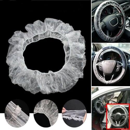 Universal 100 PCs waterproof plastic disposable car steering wheel cover, protective cover for car repair