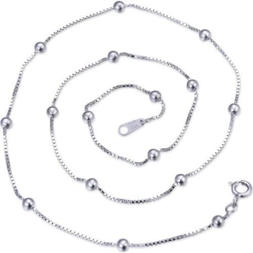 YJAX002179 New Fashion S925 Pure Silver Accessories Boomers 08 Box Chain 3.0 Beads 1:1 Heartwarming Necklace Women Jewelry