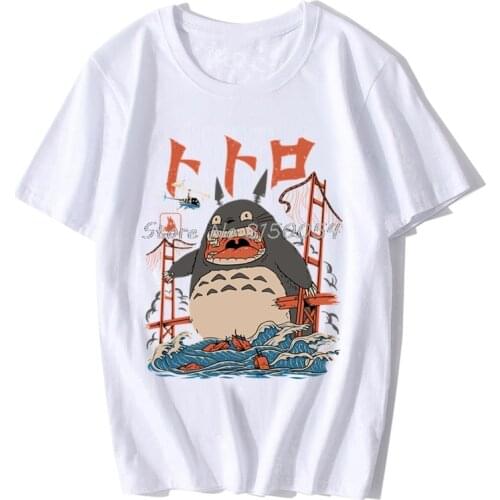 Totoro Attacks Funny T-Shirt, Studio Ghibli Anime Japanese Tshirt MenS WomenS Tee Streetwear Casual Tee Cotton Shirt Harajuku