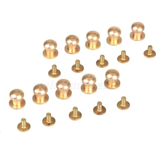 10pcs 5/6/7/8/9/10mm Solid Brass Belt Bag Screw Rivet Knob Round Button Chicago Screw In Button Studs Leather Craft Accessories