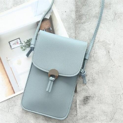 Women Solid Color Shoulder Bag PU Leather Fashion Single Strape Hasp Flap Phone Cards Holder Girls Crossbody Bag