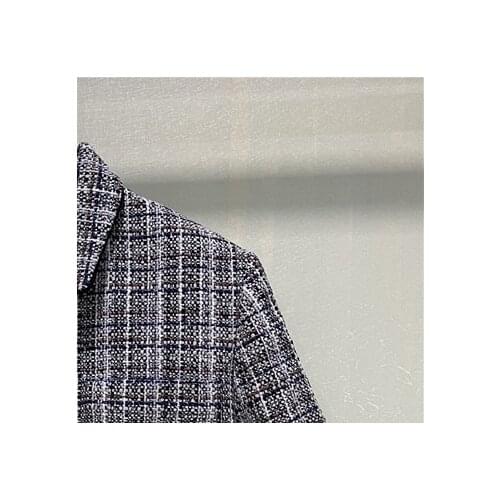 2021 Early Autumn New Womens Elegant Trim Tweed Short Jacket + Slit High Waist Skirt