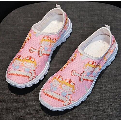 2021 New Arrival Fashion Slip On Women Casual Shoes Printed Cartoon Summer Women Shoes Cute Mesh Shoes Ladies Sneaker Plus Size