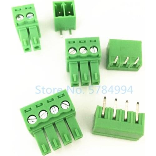 100PCS KF2EDG3.5 2P/3P/4PIN Curved needle L type 300V15A KF2EDGK+KF2EDGR 3.5mm Pitch Connector Pcb Screw Terminal Block