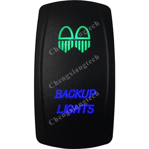 12v/24v Waterproof Marine Grade Boat Car 5P SPST ON-OFF Up Green & Down Blue Led Light Rocker Toggle Switch Backup Lights