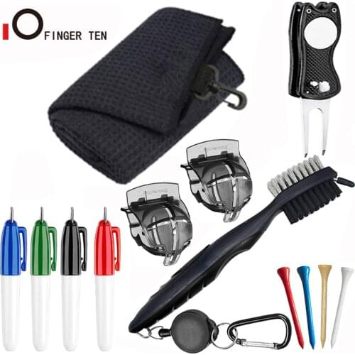 13Pcs Tool Set Golf Club Brush Groove Cleaner Towel Cleaning Brush Ball Alignment Divot Repair 70mm Bamboo Tees Drop Shipping