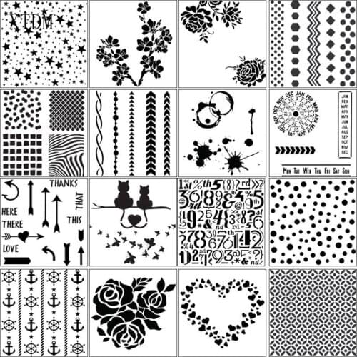 16pcs Love Photo Frame plastic mold shield DIY cake scrapbook stencils hollow Embellishments printing lace ruler Valentines Day