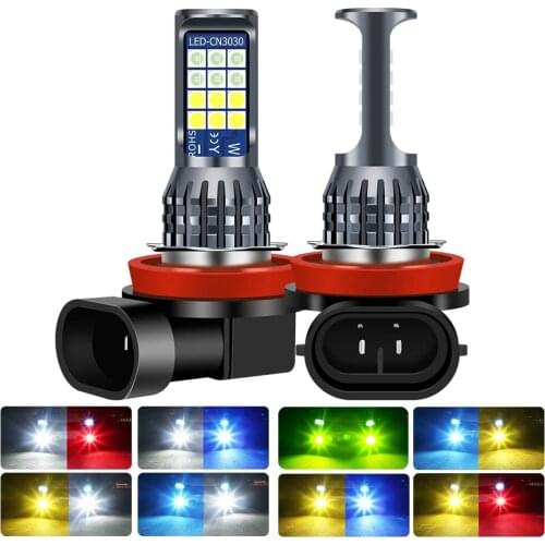 2x 1800LM 9005 H8 H11 LED Fog Lights Bulb 12V HB3 HB4 9006 LED Bulbs 6000K Cold White Car Driving lights Double Color Dual Mode