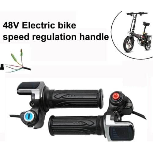 48V Twisting Throttle Grips Electric Key Lock Power Indicator E Bike Scooter Road Bicycle Accessories LCD Battery Display
