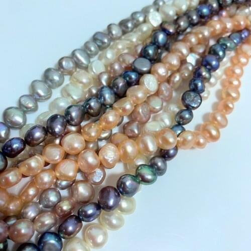 7-8mm Loose Strand Pearl Beads Natural Freshwater Pearl Beads White Grey Irregular Baroque Pearl Beads DIY Making Accessories