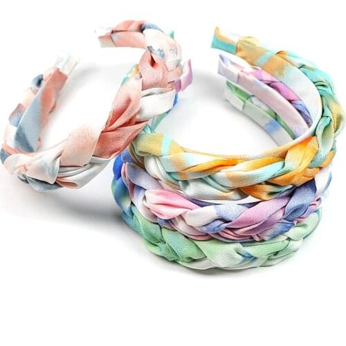 Geebro Multicolor Hair Accessories Handmade Weaving Hairbands Braided Headband Hair Hoop Fashion Hair Bands Bezel Headdress