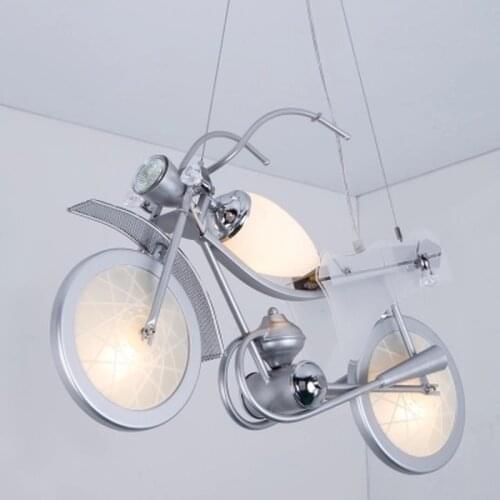 Aluminum motorcycle shape glass cartoon chandelier E14 Incandescent LED modern Lamps for Children bedroom lamp lighting