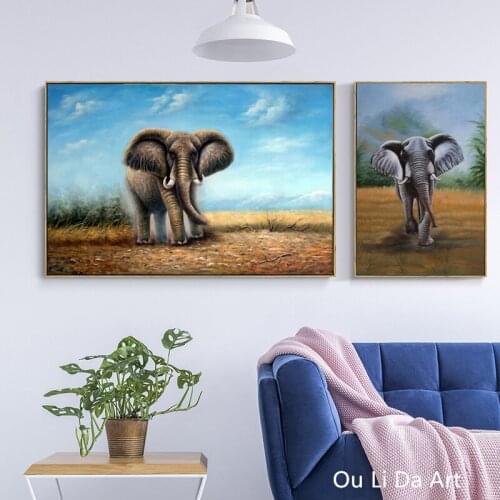 No frame classical animals elephant art prints poster canvas printings oil painting printed on canvas wall decor pictures