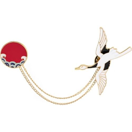 Factory Custom Chinese Crane Enamel Brooch Badge Lapel Pin Jewelry Personalized Logo Promotional Giveaway Gift Can Be Customized