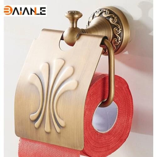 Toilet Paper Holder Wall Antique Style WC Copper Paper Towel Holder Roll Tissue Box Brass Bathroom Hardware